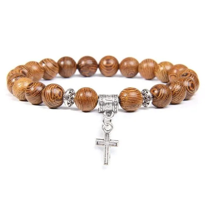 Bracelets Cross Bead Bracelet br Wooden Charm Lords Guidance