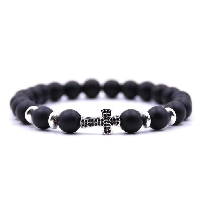 Bracelets Lords Guidance Cross Bead Bracelet br Silver