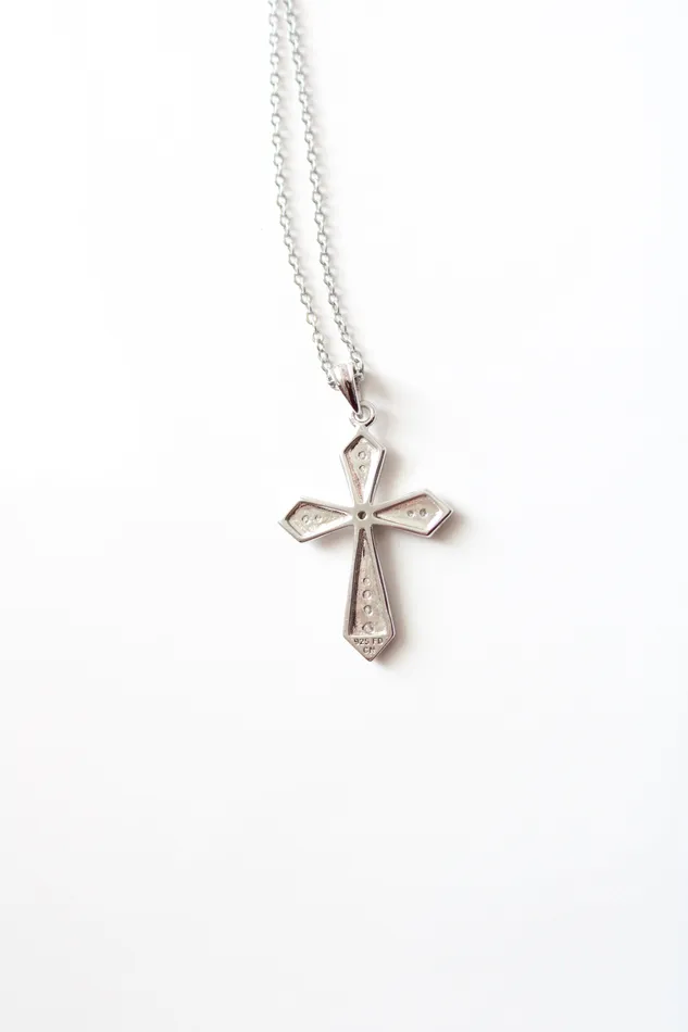 Clear Rhinestone Sterling Silver Cross Necklace Jubilee Thrift Necklaces