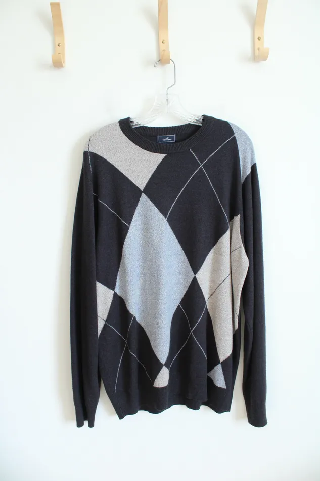 Dockers Black Gray Blue Argyle Sweater XL Tall Dockers Rings
