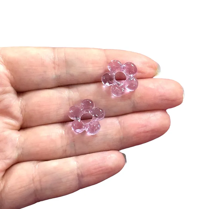 Earrings Peppy Beads Hand Made Murano Glass Flower Charms With 5mm Holes 2 pcs in a pack