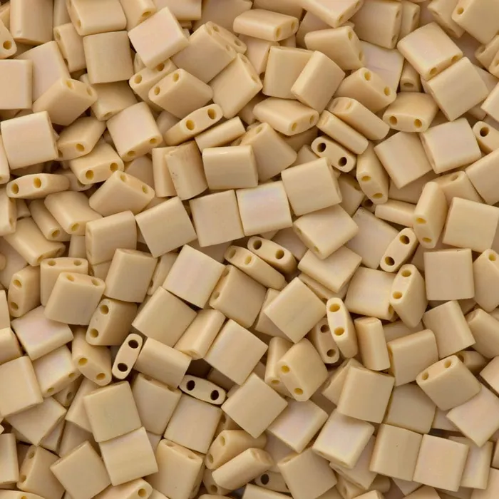 Earrings Peppy Beads Miyuki Tila Beads TL0493FR Opaque Pear Matted AB