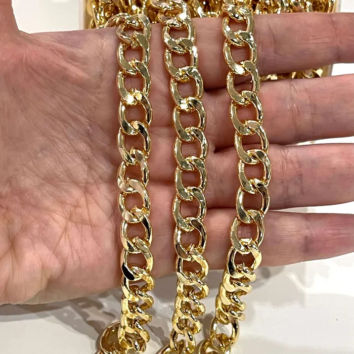Peppy Beads Necklaces 13x10mm Gold Gourmet Chain 24 Kt Gold Plated Chain 13x10mm Gold Plated Open Link Chain Necklace Chain