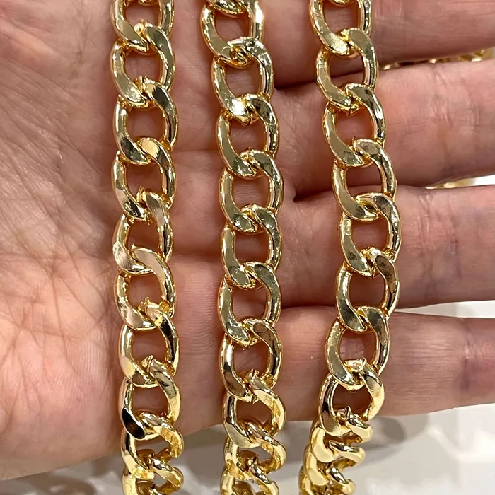 Peppy Beads Necklaces 13x10mm Gold Gourmet Chain 24 Kt Gold Plated Chain 13x10mm Gold Plated Open Link Chain Necklace Chain