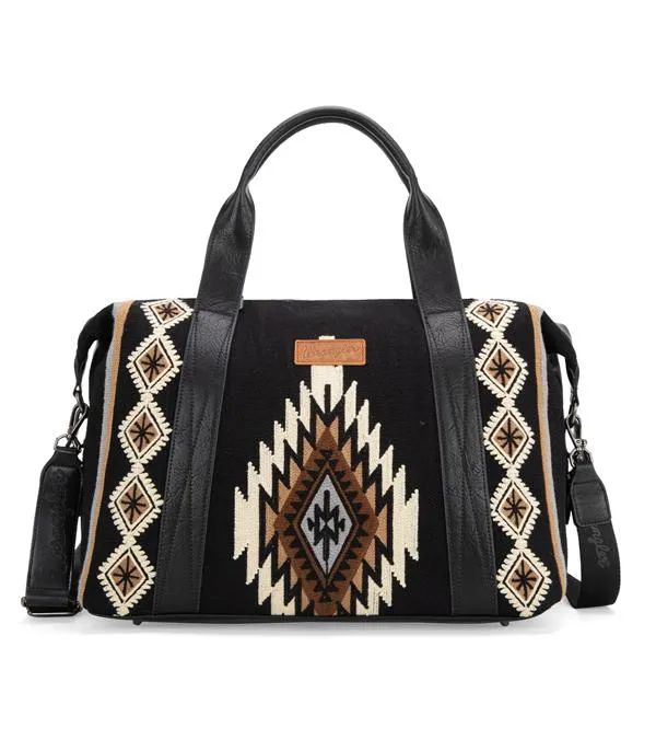 Rings MONTANA WEST Wrangler Southwestern Knitted Duffle Bag BLACK