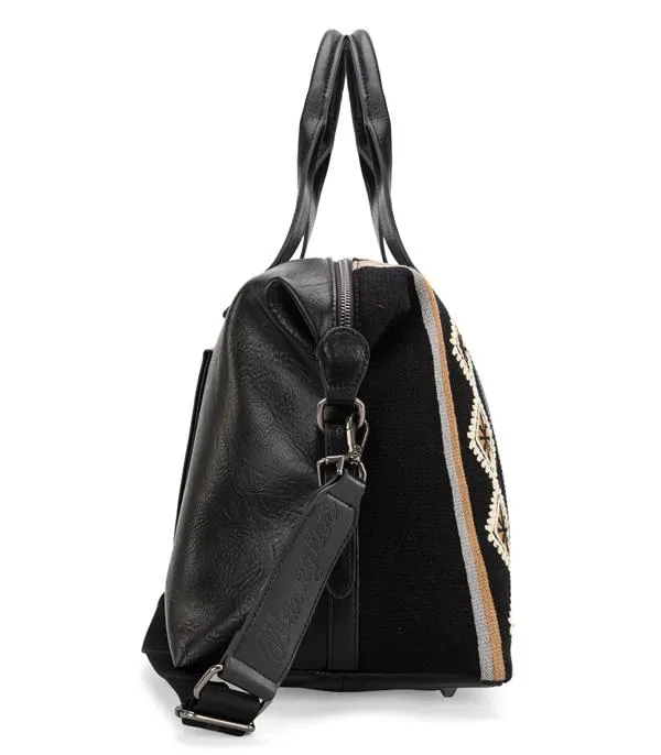 Rings MONTANA WEST Wrangler Southwestern Knitted Duffle Bag BLACK