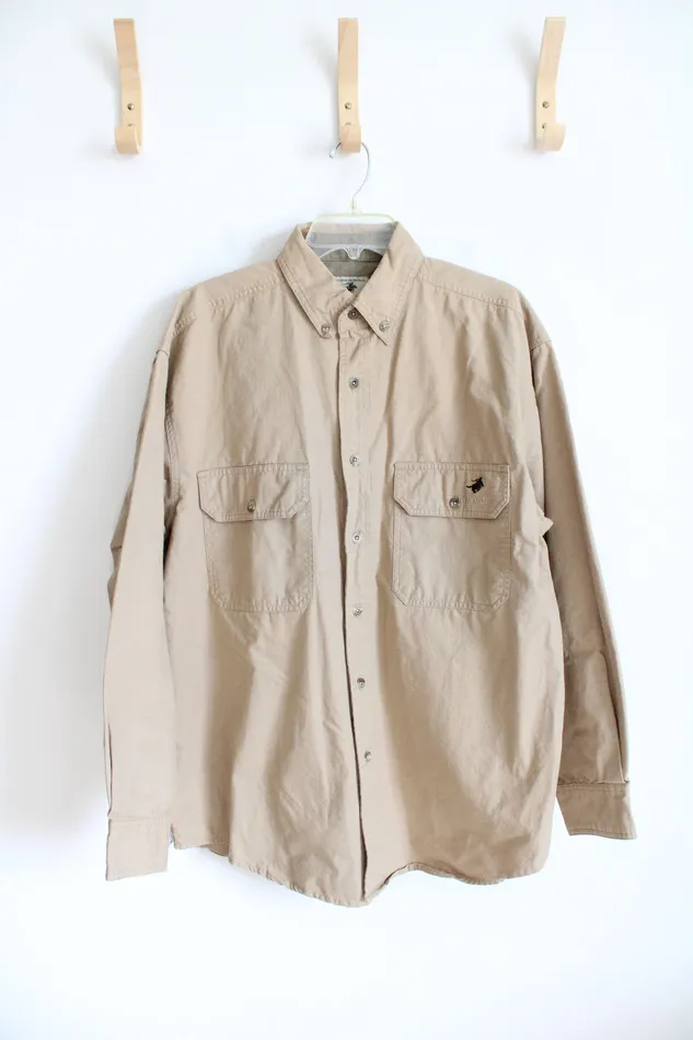 Winchester Tan Button Down Shirt L Winchester Earrings