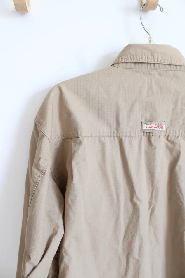 Winchester Tan Button Down Shirt L Winchester Earrings