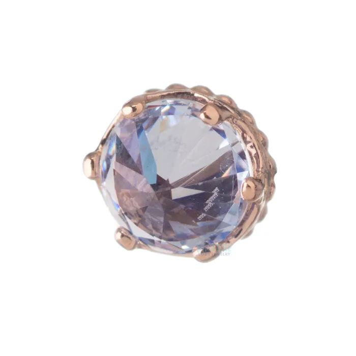 Anatometal Earrings 4mm Queen Crown Threaded End in Rose Gold with ReverseSet BrilliantCut Gem
