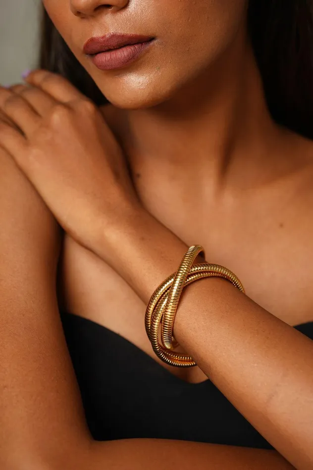 Attrangi Bracelets Treeda Gold Chunky Western Bracelet