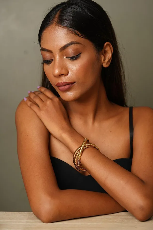 Attrangi Bracelets Treeda Gold Chunky Western Bracelet