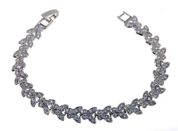 Bracelets Red B7105 Rhodium Swarovski Elements Butterfly Chain Bracelet