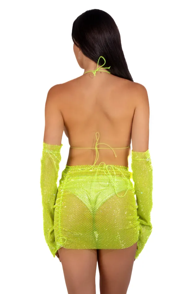 Earrings Mesh Fishnet Set Neon Green 3 pcs THE LUMi SHOP