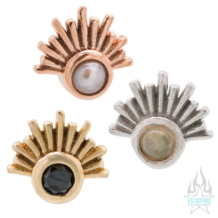 Earrings Tawapa threadless Blaze Pin in Gold with Gemstone