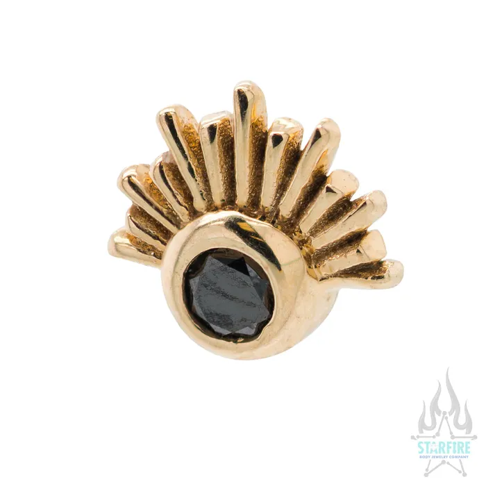 Earrings Tawapa threadless Blaze Pin in Gold with Gemstone
