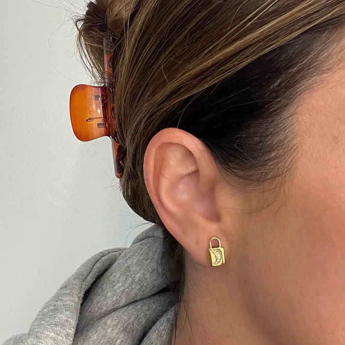 Ellie Vail Earrings Moon Lock Stud Earring