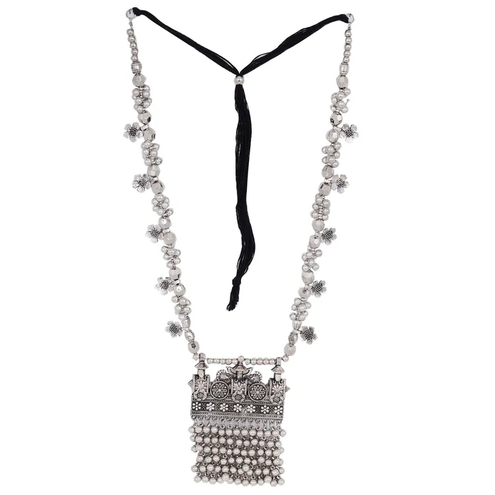 Necklaces Teejh Teejh Nihan Silver Oxidised ghungroo Long necklace