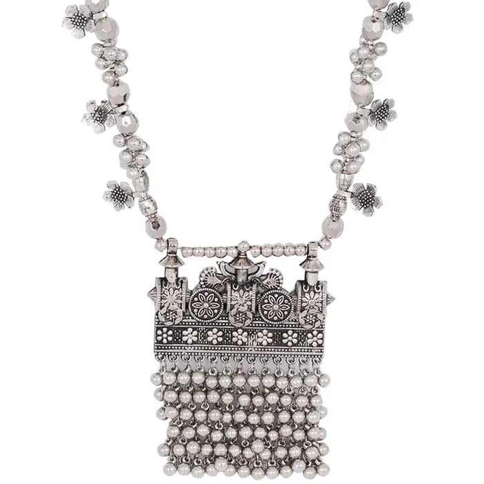 Necklaces Teejh Teejh Nihan Silver Oxidised ghungroo Long necklace