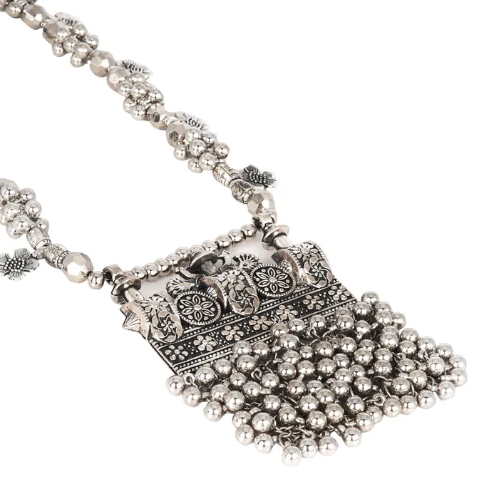 Necklaces Teejh Teejh Nihan Silver Oxidised ghungroo Long necklace