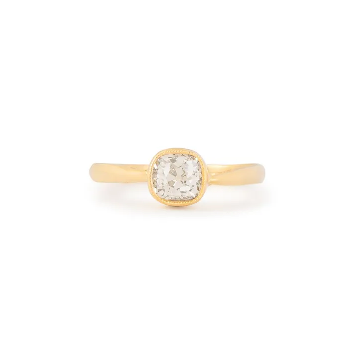 Rings Antique Old Mine Cut Diamond Solitaire and 14k Gold Ring