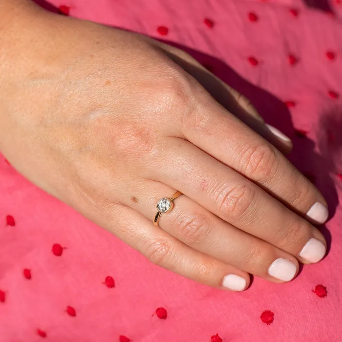 Rings Antique Old Mine Cut Diamond Solitaire and 14k Gold Ring