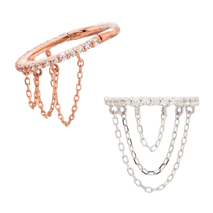 Rings Radiate with Chains Hinge Ring Clicker in Gold with CZs Buddha Jewelry Organics Rings Radiate with Chains Hinge Ring Clicker in Gold with CZs Buddha Jewelry Organics