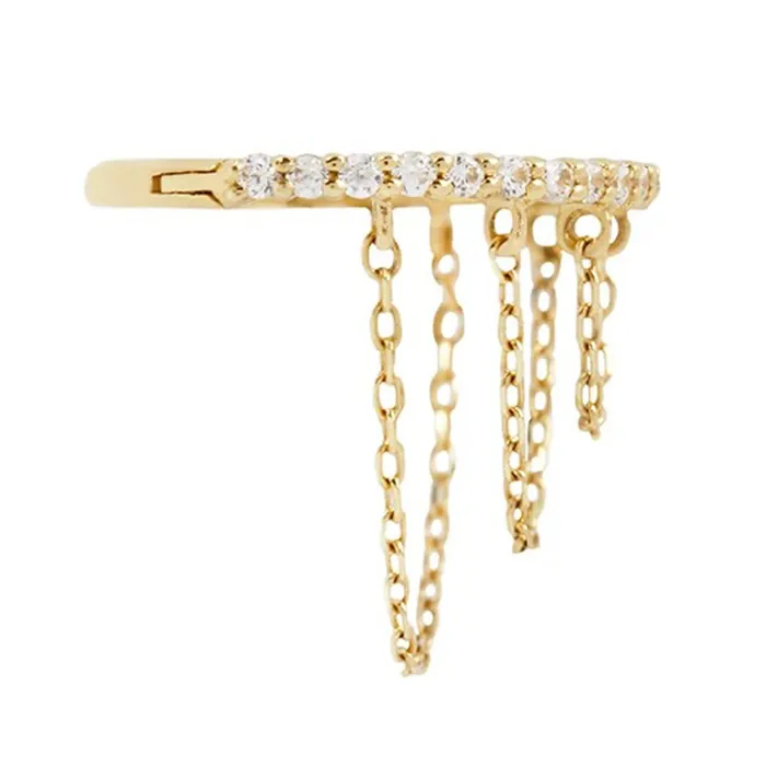 Rings Radiate with Chains Hinge Ring Clicker in Gold with CZs Buddha Jewelry Organics