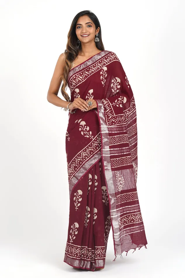 Teejh Earrings Teejh Saraswati Linen Saree