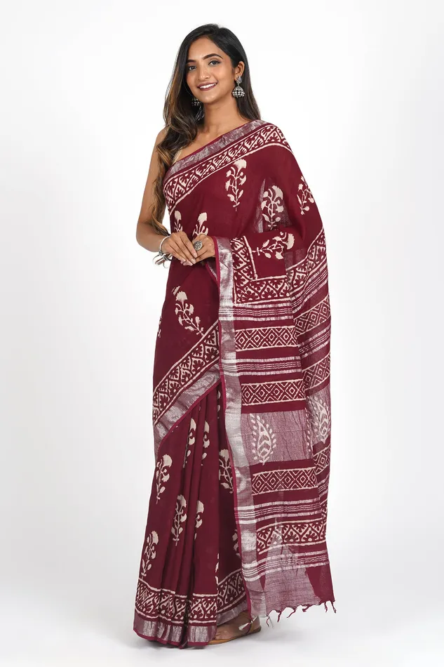 Teejh Earrings Teejh Saraswati Linen Saree
