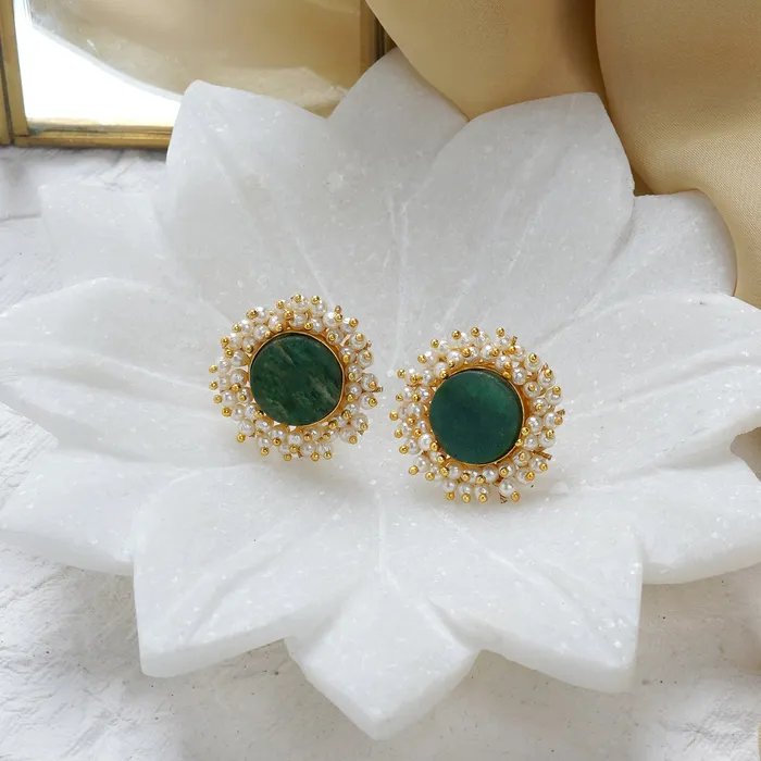 Teejh Teejh Roop Green Druzy Stone Earring Earrings