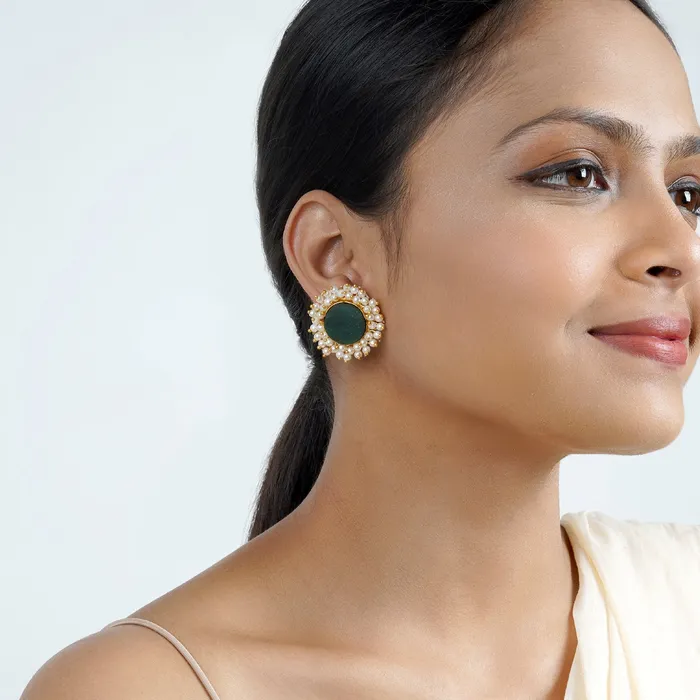 Teejh Teejh Roop Green Druzy Stone Earring Earrings Teejh Teejh Roop Green Druzy Stone Earring Earrings