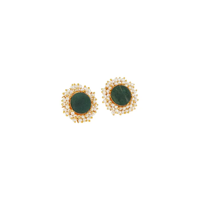 Teejh Teejh Roop Green Druzy Stone Earring Earrings Teejh Teejh Roop Green Druzy Stone Earring Earrings