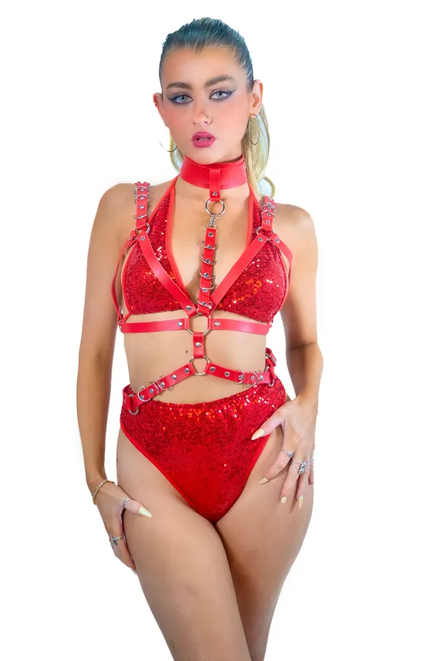 THE LUMI SHOP Necklaces Cherry Red Cross Body Harness Top