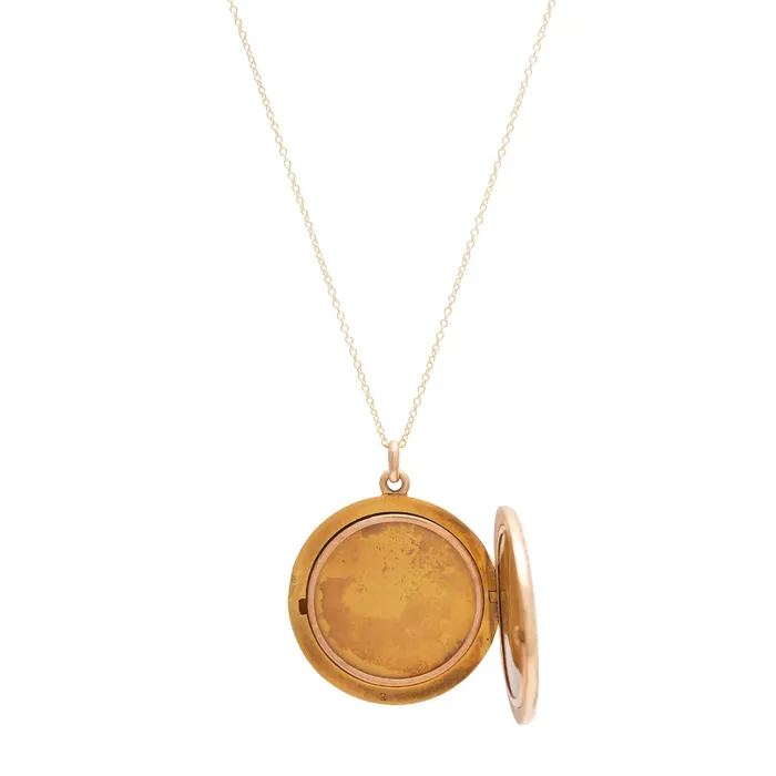 Victorian Floral Repouss 10k Gold Locket Antique Necklaces