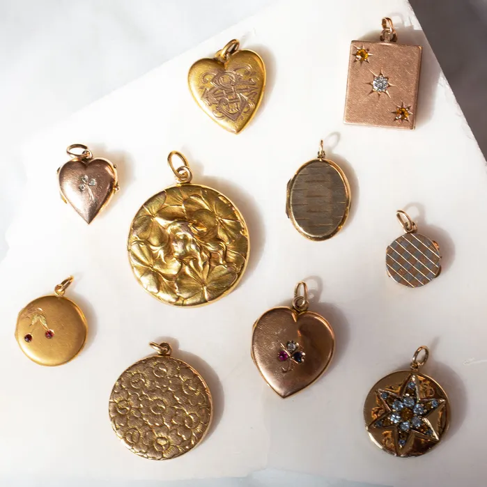 Victorian Floral Repouss 10k Gold Locket Antique Necklaces