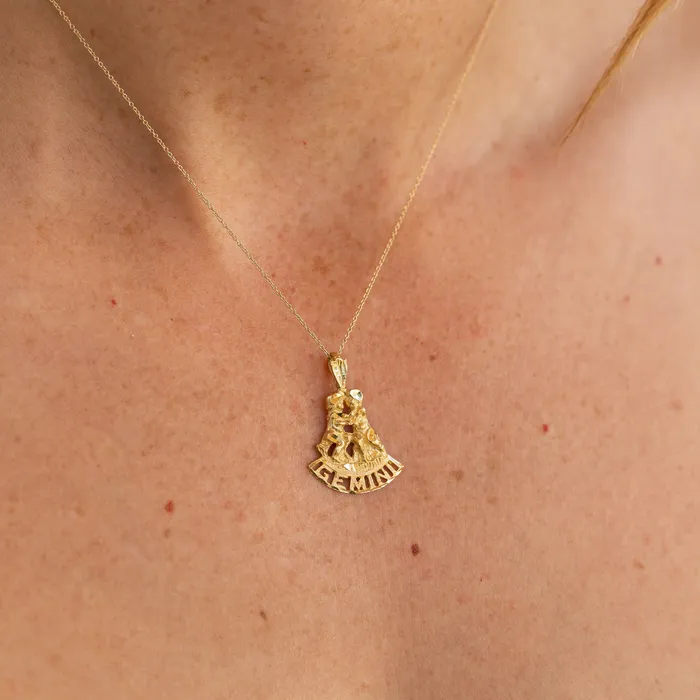 Vintage Earrings Figural Gemini 14K Gold Zodiac Charm