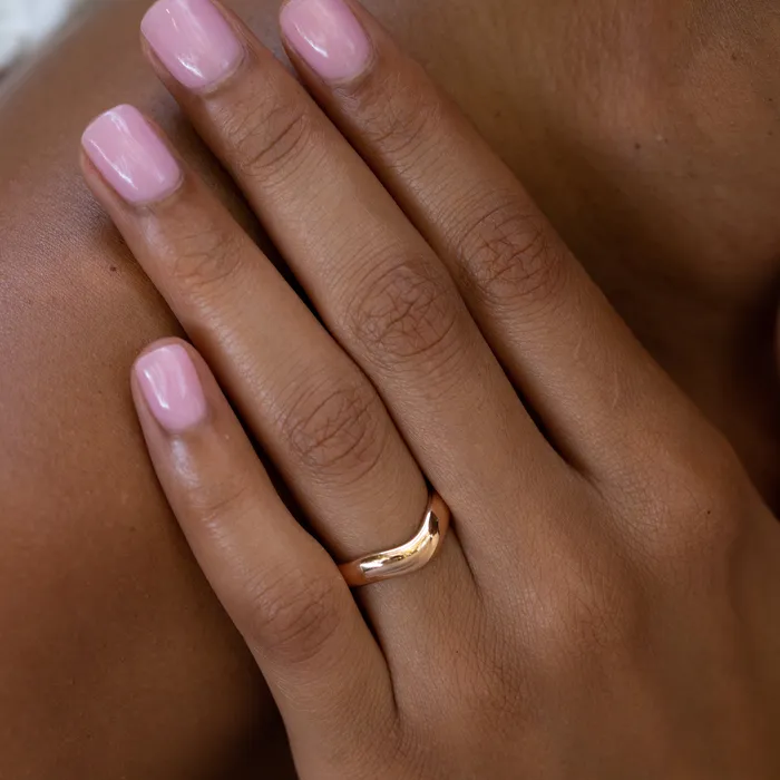 Vintage Rings Tiffany Co Elsa Peretti Curved 18k Rose Gold Ring