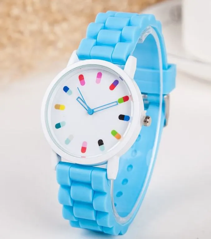 01 W536 Fashion Blue Colorful Silicone Collection Quartz Watch Watches