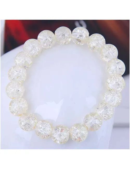 02 Bracelets B168 Yellow Crackle Glass Bracelet