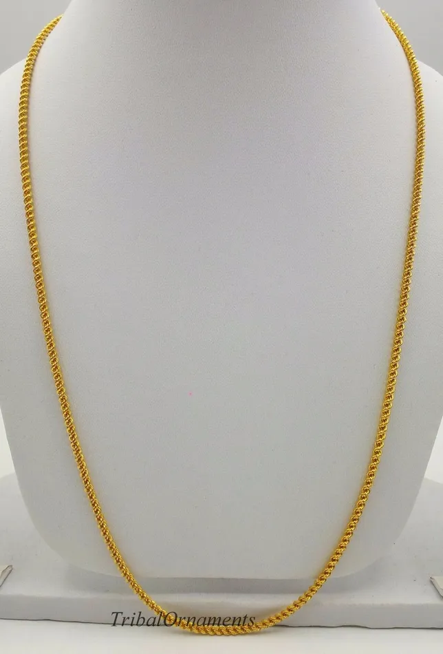 22k yellow gold Traditional design handmade fabulous rope chain 22 inches 25 mm twisted rope chain unisex jewelry TRIBAL ORNAMENTS Necklaces