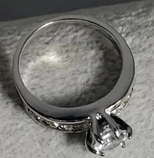 alice R708 Silver Gemstone Rhinestone Ring Rings