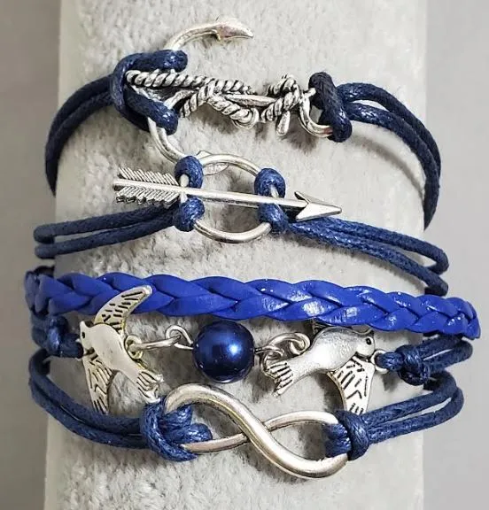 AZ1381 Royal Blue Dove Anchor Arrow Infinity Layer Leather Bracelet alice Bracelets AZ1381 Royal Blue Dove Anchor Arrow Infinity Layer Leather Bracelet alice Bracelets