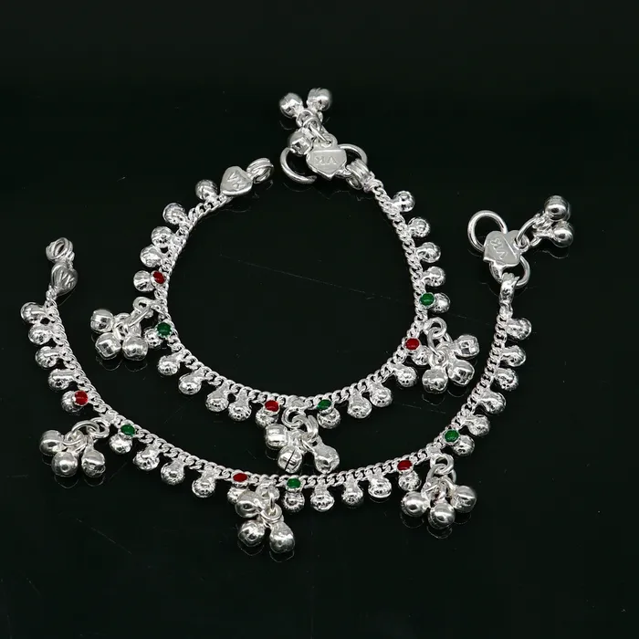 Bracelets TRIBAL ORNAMENTS 55 long handmade Sterling silver amazing vintage style ankle bracelet new born baby anklet noisy sound bells charm anklets jewelry ank419 Bracelets TRIBAL ORNAMENTS 55 long handmade Sterling silver amazing vintage style ankle bracelet new born baby anklet noisy sound bells charm anklets jewelry ank419