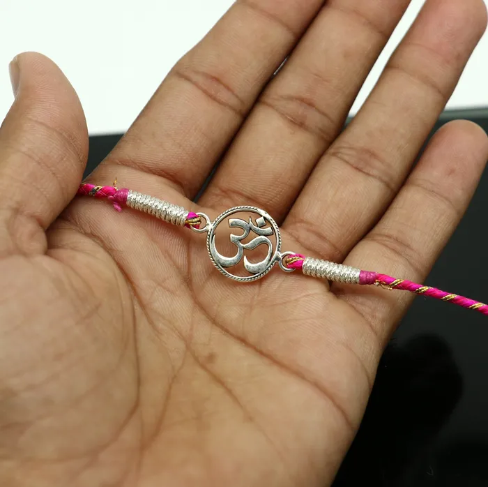 Bracelets TRIBAL ORNAMENTS 925 sterling silver handmade AUM OM design Rakhi Bracelet amazing stylish gift for Rakshabandhan rk42