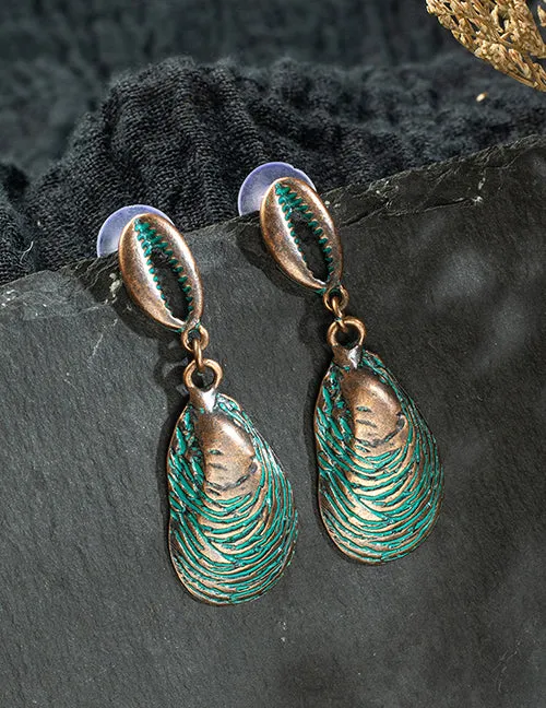 Earrings E1427 Bronze Sea Shell Oyster Earrings 02
