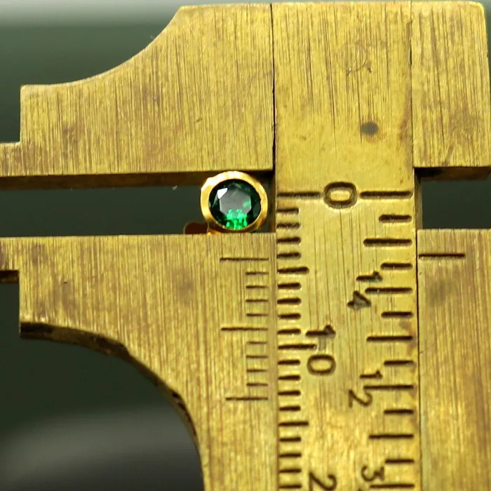 Earrings TRIBAL ORNAMENTS 4mm 18k yellow gold handmade fabulous green cubic zircon stone excellent antique vintage design stud earrings pair unisex jewelry er115