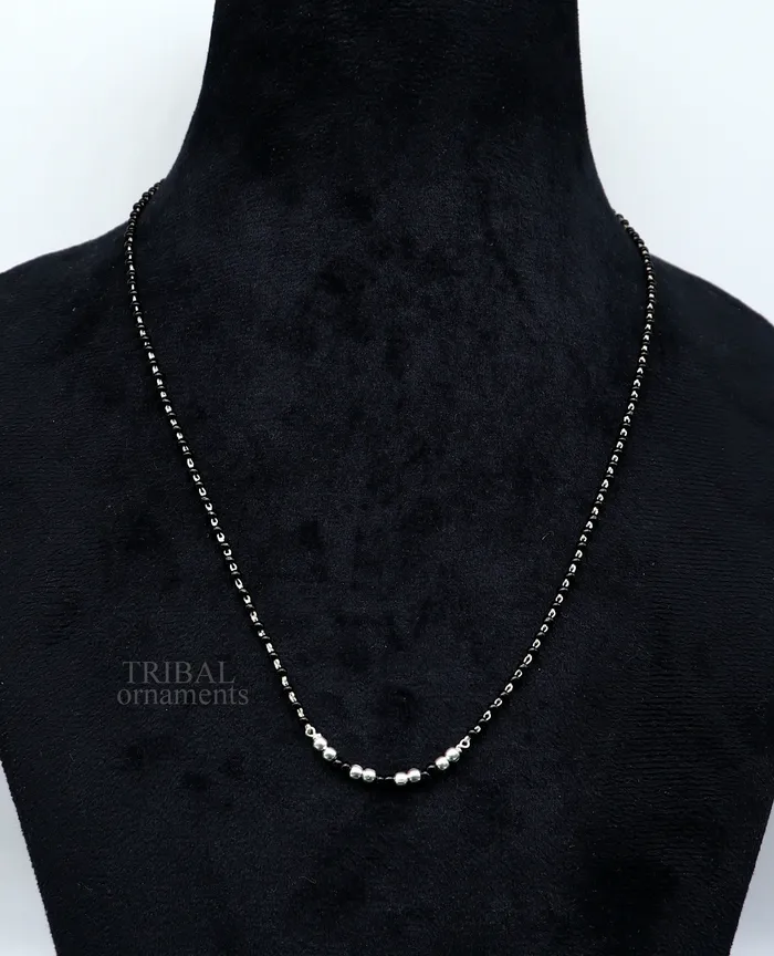 Elegant 925 sterling silver black beads chain necklace gorgeous small stone design pendant Mangalsutra chain beaded necklace set327 TRIBAL ORNAMENTS Necklaces