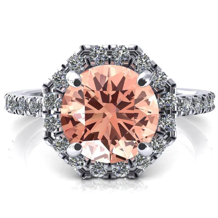 Fire Brilliance Henrietta Round Champagne Sapphire 4 Prong Halo 34 Micropave Engagement Ring Rings Fire Brilliance Henrietta Round Champagne Sapphire 4 Prong Halo 34 Micropave Engagement Ring Rings