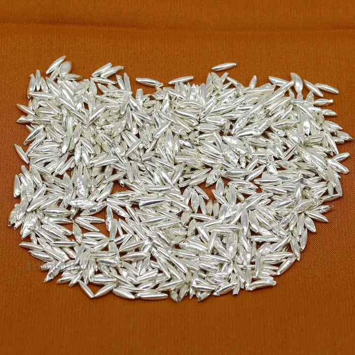 Necklaces TRIBAL ORNAMENTS Silver rice silver Akshat silver chawal for diwali puja best worshipping silver article tiny silver nuts from india su556