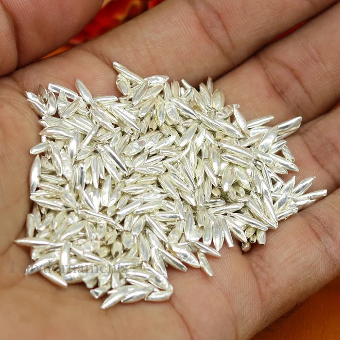 Necklaces TRIBAL ORNAMENTS Silver rice silver Akshat silver chawal for diwali puja best worshipping silver article tiny silver nuts from india su556